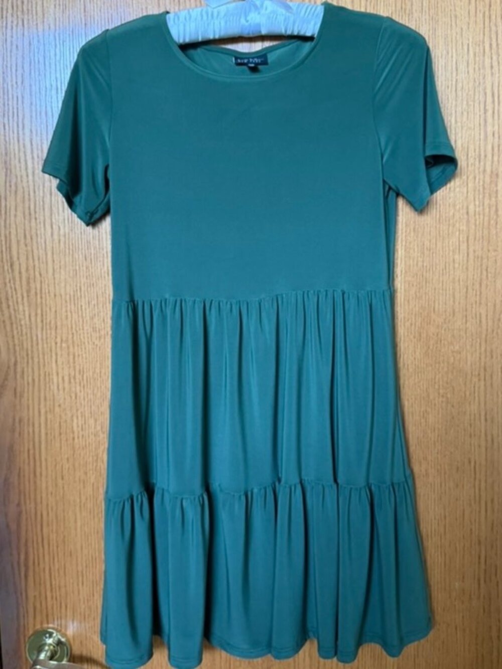 Nicole Miller New York Olive Green Tiered Babydoll Dress XS